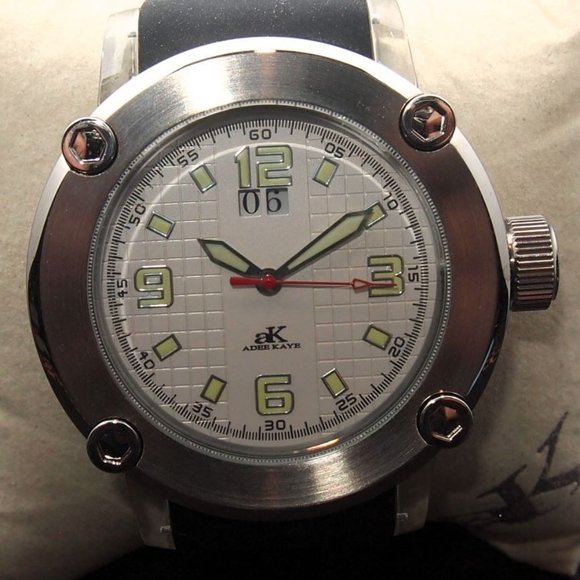 Adee Kaye Other - ++ NICE ++   Big White Men's Adee Kaye Watch with Acrylic Case with Rubber Band!
